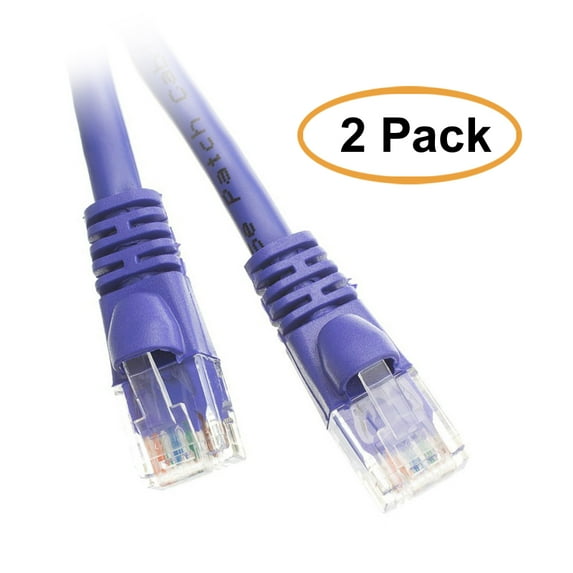 C&E Cat6 Purple Ethernet Patch Cable, Snagless/Molded Boot, 7 Feet, 2 Pack
