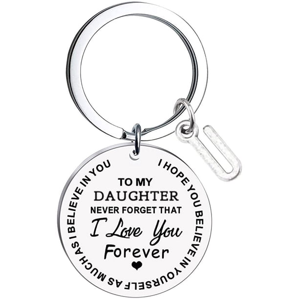 Llaveros para mujer, llavero de billetera, llavero de auto, llavero lindo para mi hija, llavero de acero inoxidable con mensaje inicial, apellido, 26 letras, llavero familiar inspirador, llavero con l