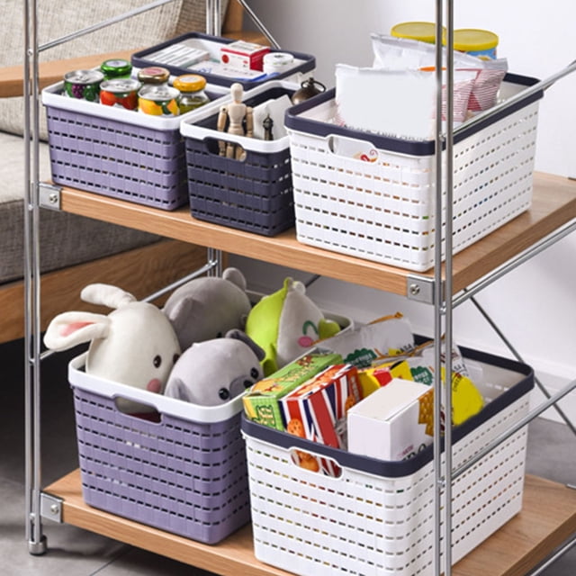 YSNOOWE 2Ud Cestas De Plástico Para Organizar Hogar Color Oscuro Con Asas Cortadas Y Resistente