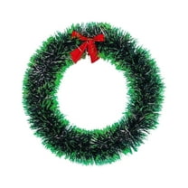 Hvmvliv 9.84in Christmas Bow Wreath Tinsel Xmas Wreath for Front Door Decoration with Bow Outdoor Christmas Decoration Green