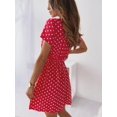 thumbnail image 2 of Nouveau Sexy des Femmes Plissé une Seule Pièce Vêtements Décontractés Ropa de Mujer Print Polka-dot V Cou à Volants Robe à Lacets, 2 of 2