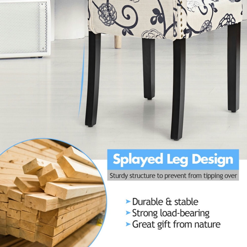 Demi Bonn Set of 2 Tufted Upholstered Dining Chairs with Backrest, White