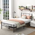 thumbnail image 2 of Cama Individual de Metal FurnitureR con Cabecera y Pies de Cama Negro, 99x198 cm, 2 of 8