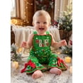 thumbnail image 4 of RUINIXCW Toddler Baby Girl Christmas Outfit Romper Overalls Kids Infant Girl Fall Winter Clothes String Lights Letter Flared Suspender Pants Jumpsuit, 4 of 8