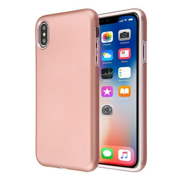 Apple iPhone XS / iPhone X (5.8 in) Phone Case Slim Hybrid Shockproof Impact Rubber Dual Layer Rugged Protective Hard PC Bumper & Soft TPU Cover Rose Gold Case for Apple iPhone X, iPhone XS / 5.8"