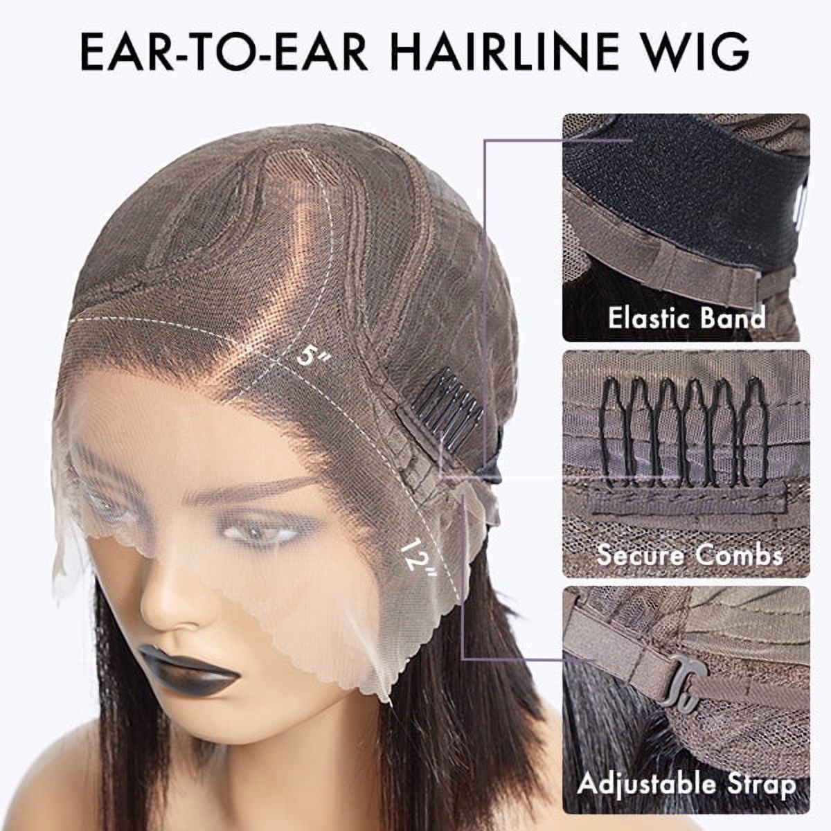 LUVME 8" Brown Highlight Short Cut Slicked Back Deep Curly Ear-to-ear Wide T Lace Wig for Women