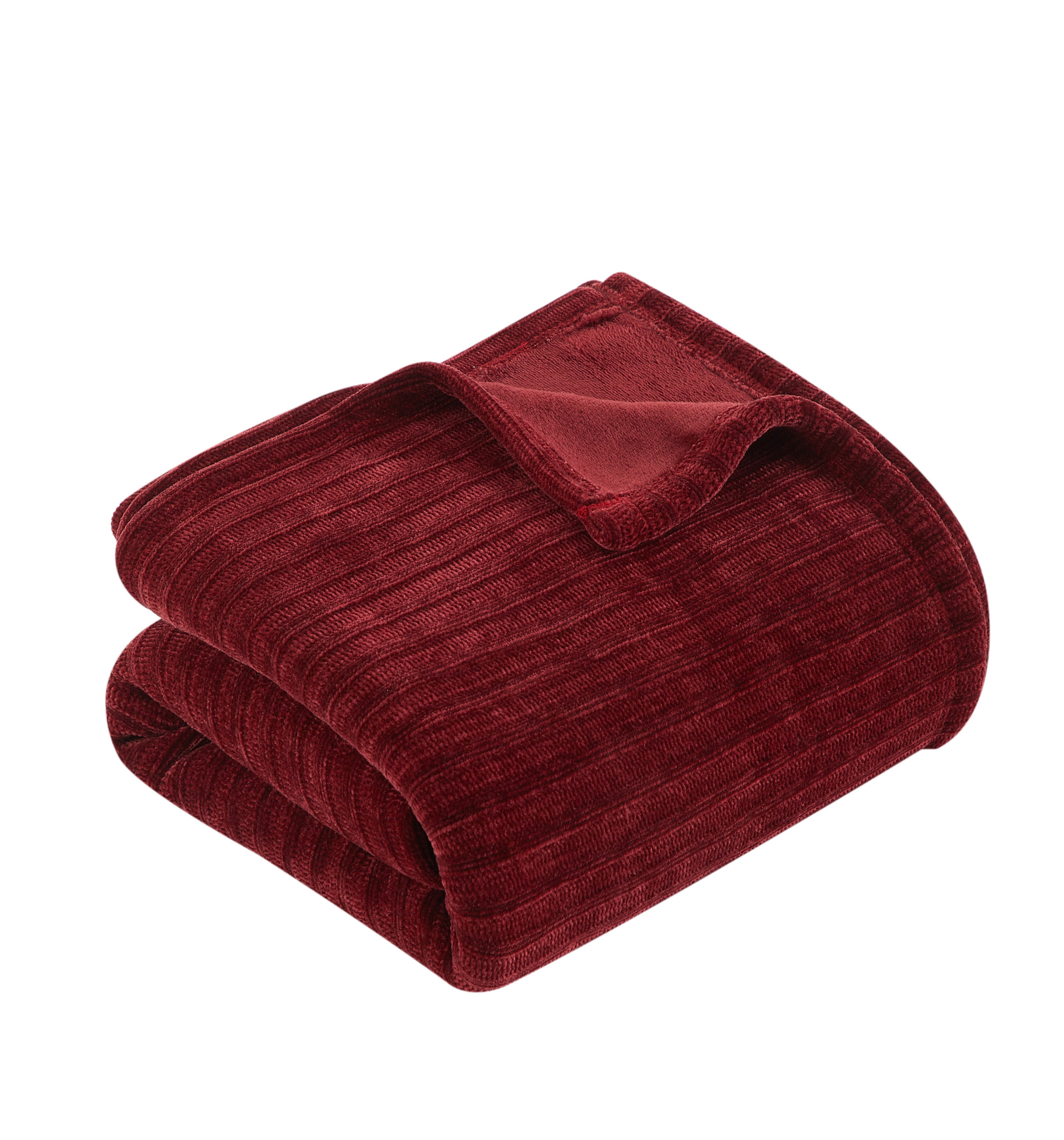 Mainstays Chenille Reverse to Plush Throw, Luscious Merlot, 50 in x 60 in