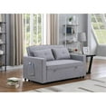 thumbnail image 2 of Bowery Hill Light Gray Linen Fabric 3-in-1 Convertible Sleeper Loveseat with Side Pocket, 2 of 10