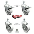 thumbnail image 2 of Semi Steel Swvl TS Caster Set 4 w/Roller Bearing-4" Wheel&1/2" Stems-2 w/TTL BRK, 2 of 2
