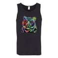 thumbnail image 2 of Wild Bobby, Cool Rainbow Neon Trippy Jungle Tiger Eyes Animal Lover Mens Graphic Tank Top, Black, Small, 2 of 3