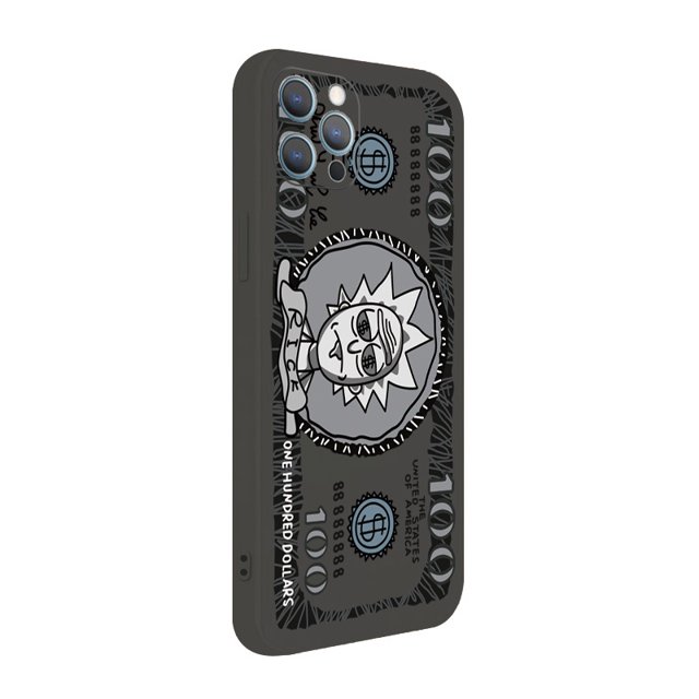 Funda De Silicona Suave Para iPhone 13 Pro Max 12 11 XR XS 7 8 Plus SE 2020 Rick and Morty Científico Loco Dólar Cuadrado Borde Recto Duabl