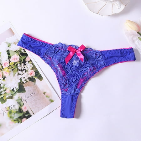 

FZM New Hot Panties For Women Lace Through Hollow Out Cotton Low Waist Lace Thong