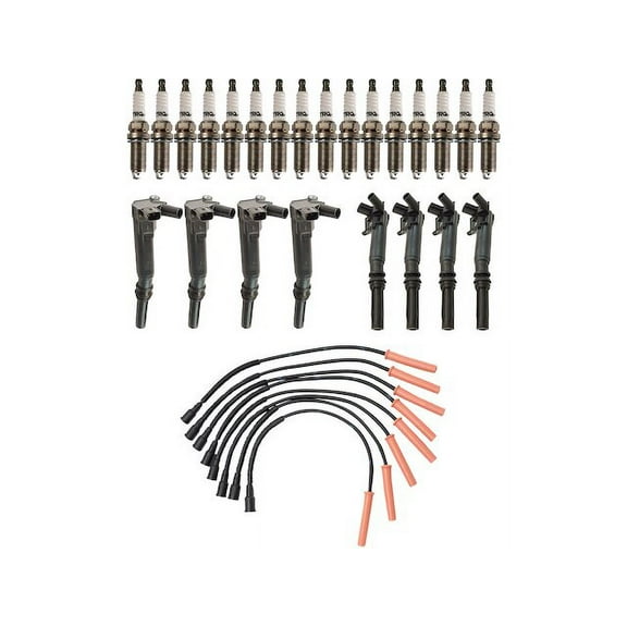 Ignition Coil Spark Plug and Wire Set - Compatible with 2011 - 2016 Ford F-250 Super Duty 6.2L V8 2012 2013 2014 2015