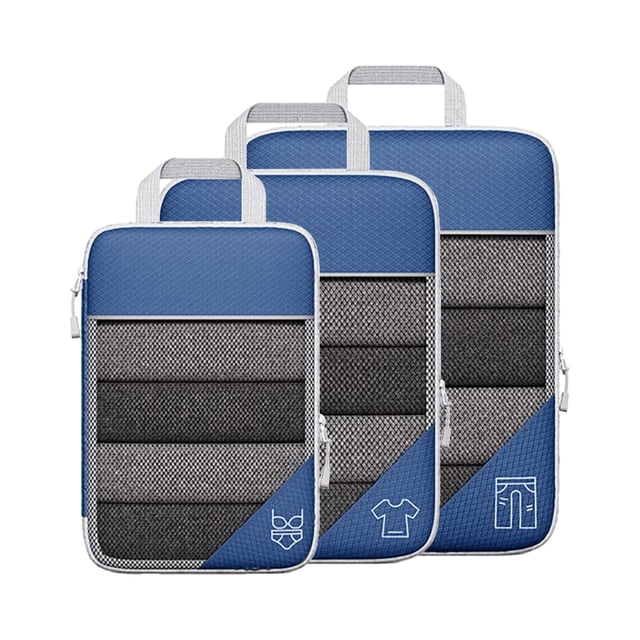 Redempat 3pieces Smooth Zipping And No Loose Threads - Packing Cubes For Travelers Mesh Nylon Compressed Navy Blue 1 Pc