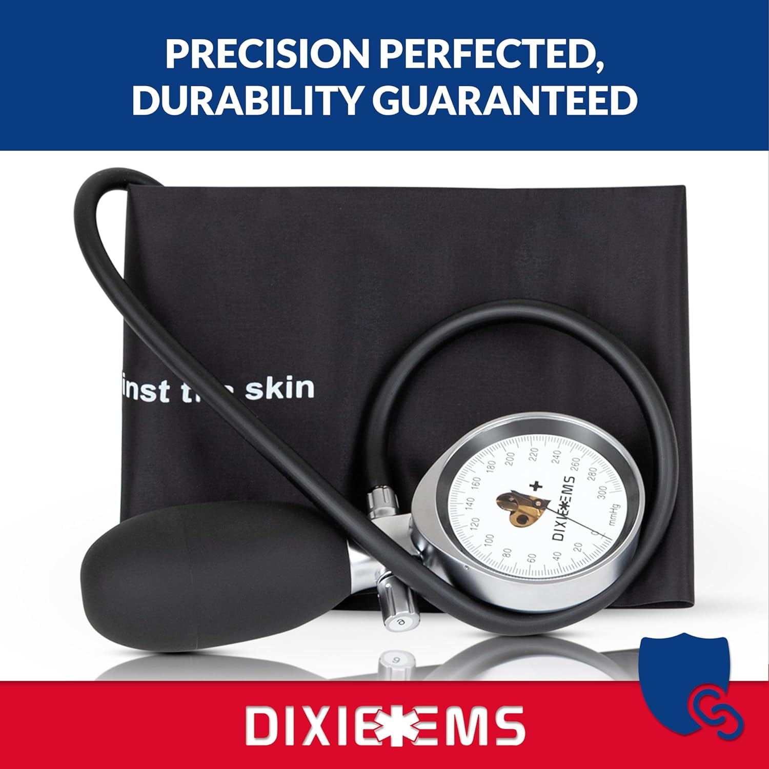 Dixie EMS Manual Aneroid Blood Pressure Cuff Sphygmomanometer for Adults - Black