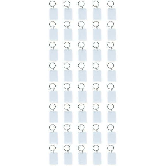 Hemoton 40 PCS Acrylic Keychain Decorations Creative Blank Key Ring Pendant Transparent Plastic Key Chain Crafts for Bag Backpack