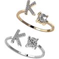 thumbnail image 1 of Anillo Mujer Letra Plata Y Oro Color Metal Apertura Ajustable Anillo Iniciales Nombre, 1 of 5