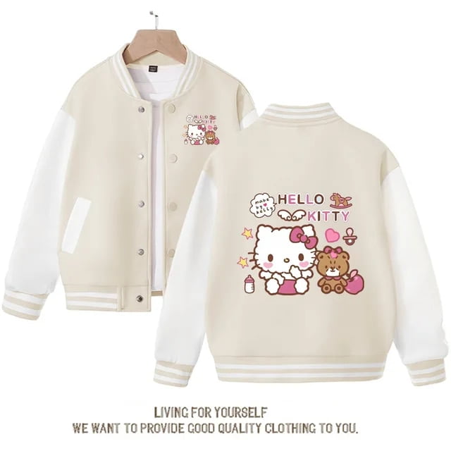 Sanrio Hello Kitty Cinnamoroll Jacket Kuromi Overcoat Woman Jacket Spring Autumn Kids Loose Sports Baseball Uniform Clothes Gift