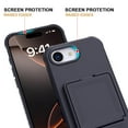 thumbnail image 3 of Allytechgroup iPhone 16e Case with Card Slots & Makeup Mirror, Rugged Shockproof Kickstand Bumper  Protective Hard PC Cover Phone Case for Apple iPhone 16e, Black, 3 of 7