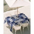 thumbnail image 3 of 52x70 Inch Outdoor Tablecloth with Umbrella Hole Zipper Rectangle Purple Botanical Rectangular Tablecloths Outside Waterproof Summer Vintage Plaid Flower Leaf Patio Table Cloth Cover for Picnic Party, 3 of 8