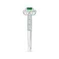 thumbnail image 3 of Angara Natural 0.24 Ct. Emerald with Diamond Halo Ring in 14K White Gold for Women (Ring Size: 12), 3 of 10