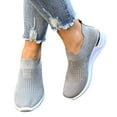 thumbnail image 5 of Sopiago Women's Sneakers Fashion Autumn Women Sports Shoes Flat Non Slip Slip On Fly Woven Mesh Breathable Solid Color Simple Wool Sneaker Socks Women Grey,41, 5 of 5