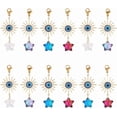 thumbnail image 1 of 15 colgantes de latón de 3 colores con clip, diseño de eclipse solar, con estrellas de cristal y cierres de langosta. Colgantes de la suerte., 1 of 7