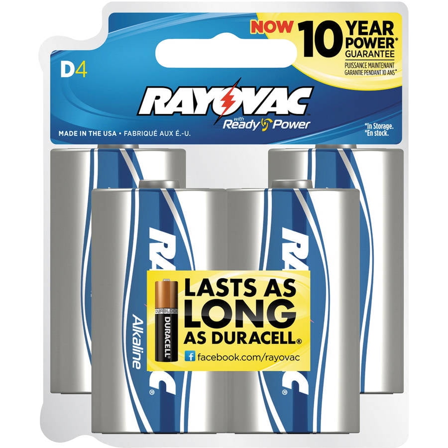 Rayovac Alkaline Batteries, D, 4pk - Walmart.com