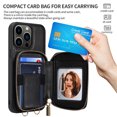 thumbnail image 5 of Jiahe Cover for iPhone 14 Pro, Crossbody Zipper Wallet Case,Shockproof PU Leather Kickstand Folio Case with Card Slots Holder Shoulder Strap Lanyard Case Cover, black, 5 of 7