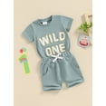 thumbnail image 4 of vera natura Baby Boys Summer Outfits Letter Embroidery Short Sleeves T-Shirt and Elastic Shorts for 2 Piece Vacation Clothes Set, 4 of 8