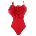 thumbnail image 2 of Elainilye Fashion One Piece Bathing Suit for Women Solid Color Flounce Tight Fitting Bikini Sexy One Piece Swimsuit,Red, 2 of 8