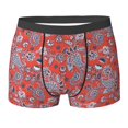 thumbnail image 6 of Men's Boxer Briefs, Paisley Red Soft Comfy Mens Underwear Boxer Briefs Breathable With Widen Waist, 6 of 7