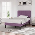 thumbnail image 6 of VECELO Set of 2 Twin Upholstered Platform Bed Frame with Adjustable Headboard, Wooden Slats Support/No Box Spring Needed, Purple, 6 of 10