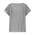 thumbnail image 4 of LADIGASU Women Sexy Short Sleeve Sequins Loose Polluer Solid Round-Neck Blouse Shirt, 4 of 6