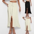thumbnail image 2 of Xuhomer Summer Midi Skirt for Women Lace-Up Button Down Splited High Waist Straight Pencil Skirt Business Work Vacation Active Casual SkirtBlack XL, 2 of 8