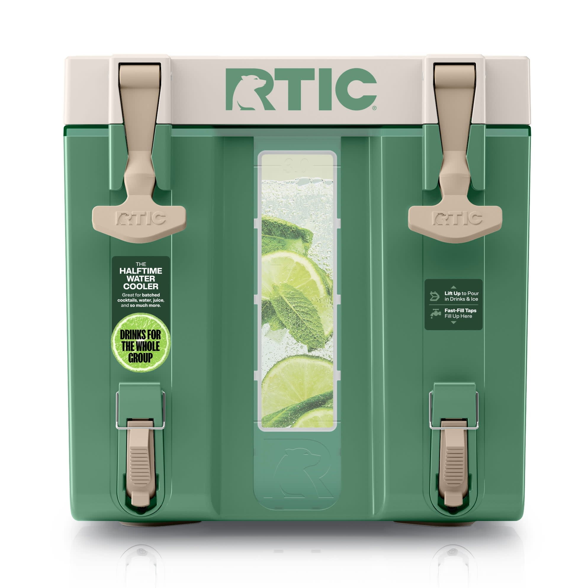 RTIC Halftime Water Cooler, 3 Gallon Hard-Sided Water Cooler, Sage/Beach
