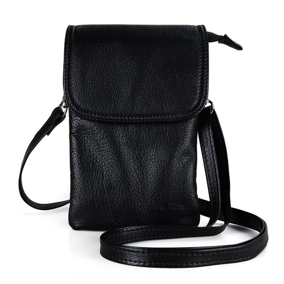 Bolso bandolera befen de cuero genuino negro para mujer