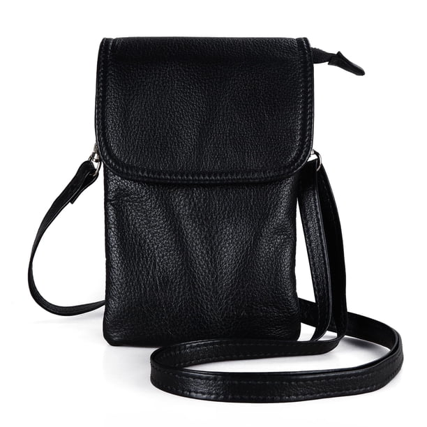 Bolso bandolera befen de cuero genuino negro para mujer