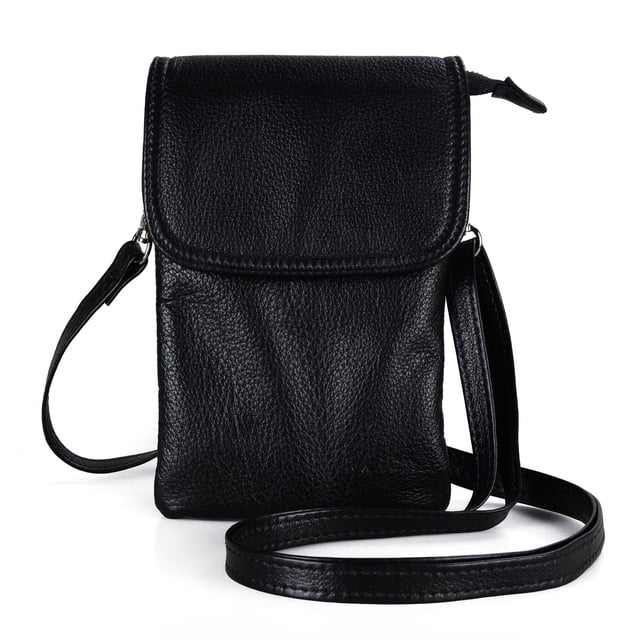 Bolso bandolera befen de cuero genuino negro para mujer