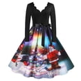 thumbnail image 2 of Pisexur Robe de Noël pour Femme Vintage à Manches Longues, Robe de Soirée des Années 1950 pour Ménagère, Bal de Promo, Robe d'Invitée de Mariage pour Femme, Robe Évasée de Fête de Noël, 2 of 9