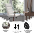 thumbnail image 6 of BizChair Mid-Back White LeatherSoft Executive Swivel Office Chair with Rose Gold Frame, Arms, and Transparent Roller Wheels, 6 of 9