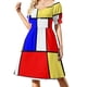 thumbnail image 1 of Vestido de manga corta estilo Mondrian de los años 60, vestidos de verano para mujer, vestido de verano 2025, vestido diario, 1 of 7