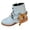 Sky Blue, variant on Womens Wide Calf Ankle Boots Wide Toe Box Cutout Metal Rivets Casual Mid Calf Booties with Side Zipper Gray 6