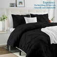 thumbnail image 2 of Pinch Pleated Duvet Set, 500-Thread Count 100% Egyptian Cotton Pin Tuck Pinch Pleated 3pc Duvet Cover Set , Zipper Closure & Corner Ties - Cal-King Size ( 98" x 104" ) Inches, (Black), 2 of 5