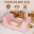 thumbnail image 2 of Mophoto Warm Pink Upholstered Toddler Bed with Padded Headboard Frame with Removable Guard Rails Kids Toddler Floor Standard Crib Size Bed for Girls and Boys(Mattress Not Included), 2 of 6