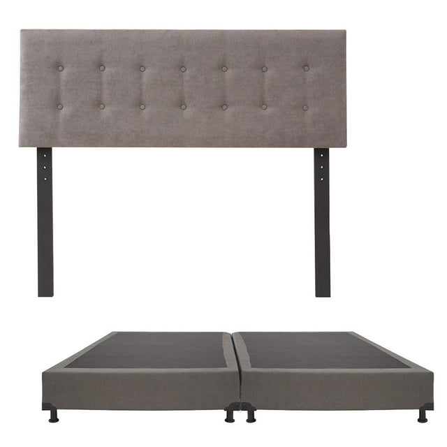 Box Base Cama King Size + Cabecera Bilbao Gris Dicasa Bilbao Bless