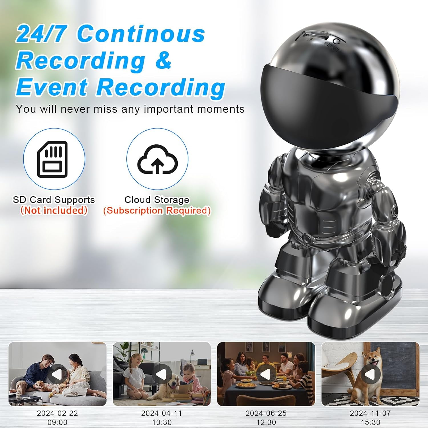 Indoor Camera 2K 5G/2.4Ghz WiFi Home Security, Baby/Pet/Robot Camera with Phone App Motion Detection, Color Night Vision, Siren Alarm, Two-Way Talk, Human Detection