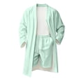 thumbnail image 4 of XIAOCHA Men's Solid Robe Set Open Front Long Sleeve Bathrobe Short Pant Sleepwear, 4 of 4