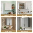 thumbnail image 6 of 59" W Laundry Room Cabinets Wall Mounted with Adjustable Shelf, Upper Cabinet with Shaker Doors, Wall Cabinet for Bathroom/Kitchen, White, 6 of 7