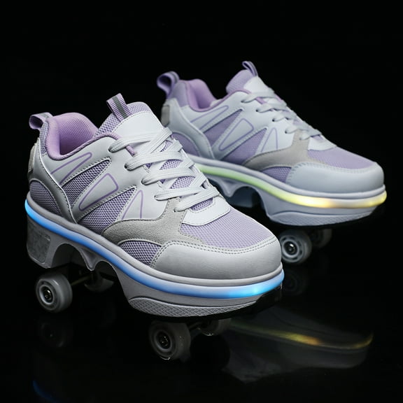 Youth Deformation Roller Skates with 4 Wheels Unisex Shining Fashion Parkour